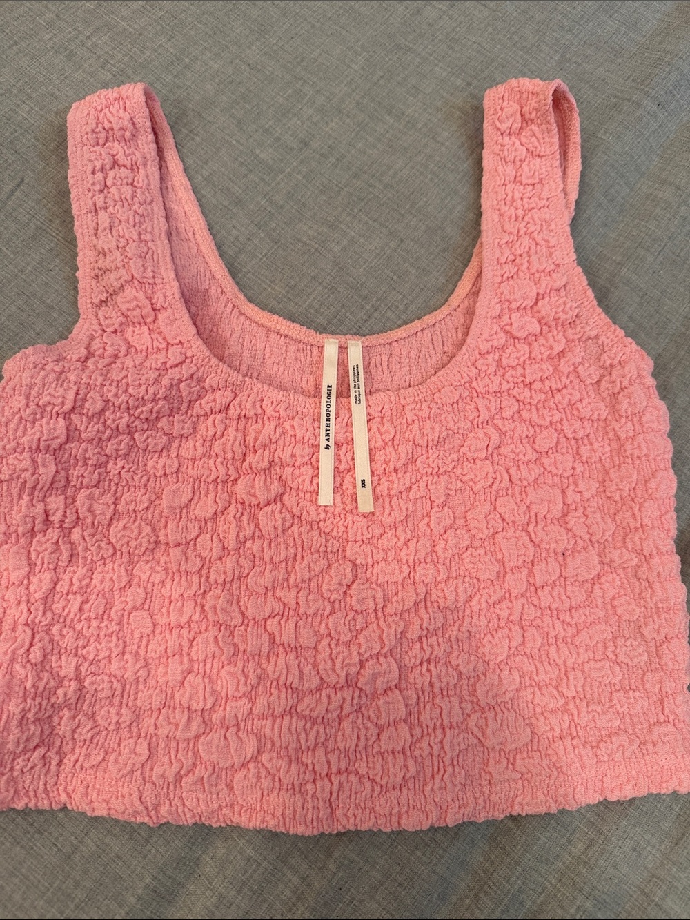 Anthropologie Pink Textured Cropped Tank